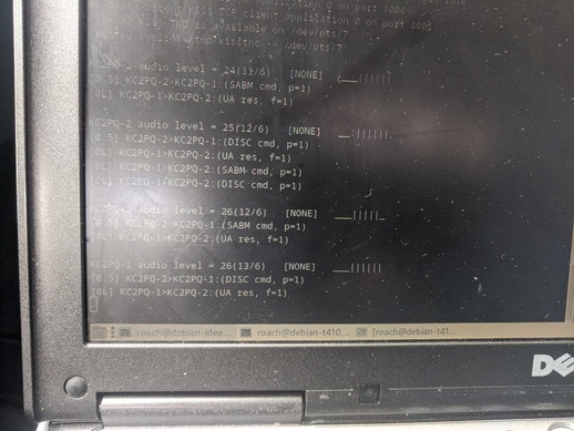 Direwolf showing packets between the two stations